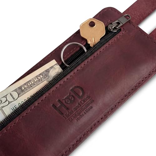 Image of Hide & Drink, Stylish Wrist Wallet Cuff, Wristband with Secret Pouch, Cash Holder, Money Organizer, Full Grain Leather, Handmade, Sangria