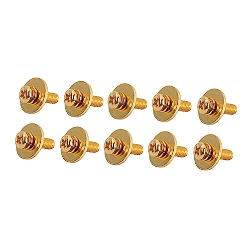ibasenice 10 tornillos de montaje metálicos con arandelas para herrajes de batería, color dorado miniatura 1