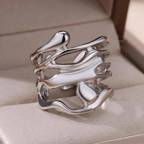 Anneaux ring bague large légère évidée pour doigts sensibles - 5