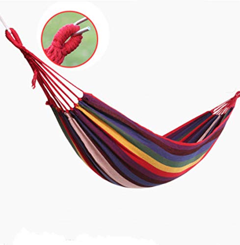 asdf Carga De 400 Kg Hamaca Columpio Exterior Antideslizante Lona De Lona para Adultos Acampada Engrosada Madera Curvada Diseño Antideslizante Refuerzo De Confort Transpirable - Franja Roja