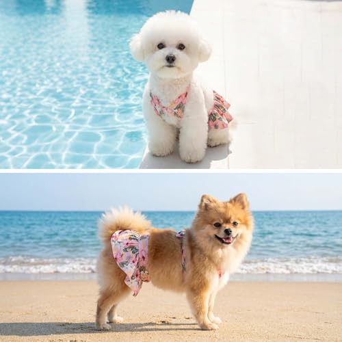Image of CuteBone Dog Bikini Dress, Stylish Swimsuit Costume for Small Dogs, Comfortable & Adjustable Puppy Bathing Suit, Soft Outfit Pet Apparel for Beach, Pool and Summer Fun DB45L