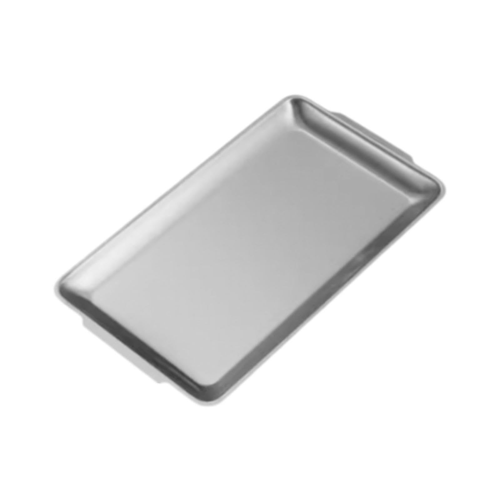 KIXZSAZ Elevate Dining Aesthetics With Multipurpose Stainless Steel Food Serving Tray Romantic Venues And Special Events Decorative Rectangle Dinner Plate, Silver, 27x15cm