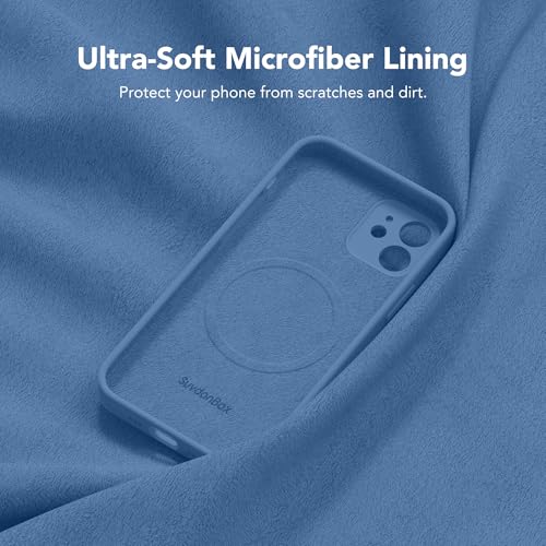 Image of Magnetic for iPhone 12 Case, Compatible with MagSafe, [Full Camera Protection][Screen Protector] Silicone Shockproof Protective Phone Case for iPhone 12 6.1 inch, Lake Blue