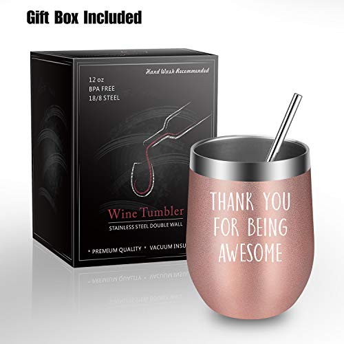 Leado Thank You For Being Awesome Wine Tumbler - Thank You Gifts For Coworkers, Friends - Teacher Appreciation Gifts, Coworker Gifts For Women - Funny Birthday Gifts For Mom, Daughter, Sister #TOP3