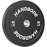 HANDBODE Bumper Plates, 45 lb Olympic Weight Plates Single, Rubber Bumper Weights Plate with 2 Inch Steel Insert for Barbell, Standard Strength Training Plates for Weightlifting