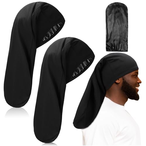 Tatuo Satin Lined Dreadlock Cap, Black, 20x9 Inch (2 Pack)