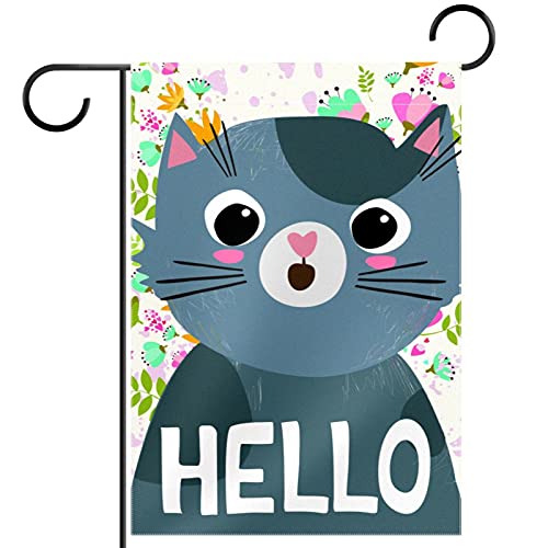 Drapeau de jardin chat bienvenue extérieur double face en toile