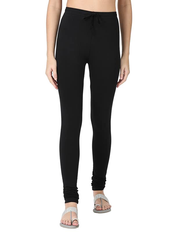 Image of Robinbosky Premium Cotton Lycra Black Churidar Leggings (XL, Black)