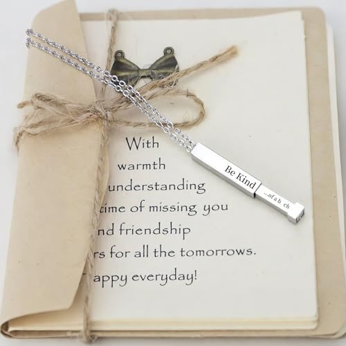 Be Kind Of A B Necklaces For Women, Hidden Message Necklace, Best Friends Sorority Sisters Friendship Jewelry Gift, Square Tube Pendant with Hidden Message Strap, Graduation Gift for Her4