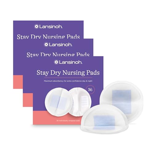 Image of Lansinoh Stay Dry Disposable Nursing Pads,Soft and Super Absorbent Breast Pads,Breastfeeding Essentials for Moms,36 Count (Pack of 3)