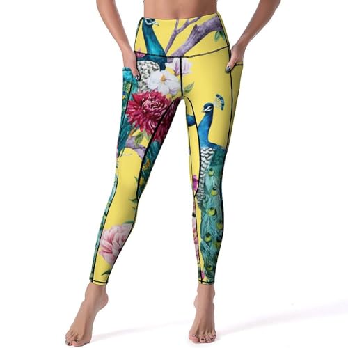 Legging sport Fleurs de Paon pour femme pour passer du studio de yoga au jogging urbain