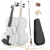Violin 4/4 Full Size Kit, Beginner Violin for Adults, Complete Full Size Violins with Portable Case, Bow, Rosin, White Finish