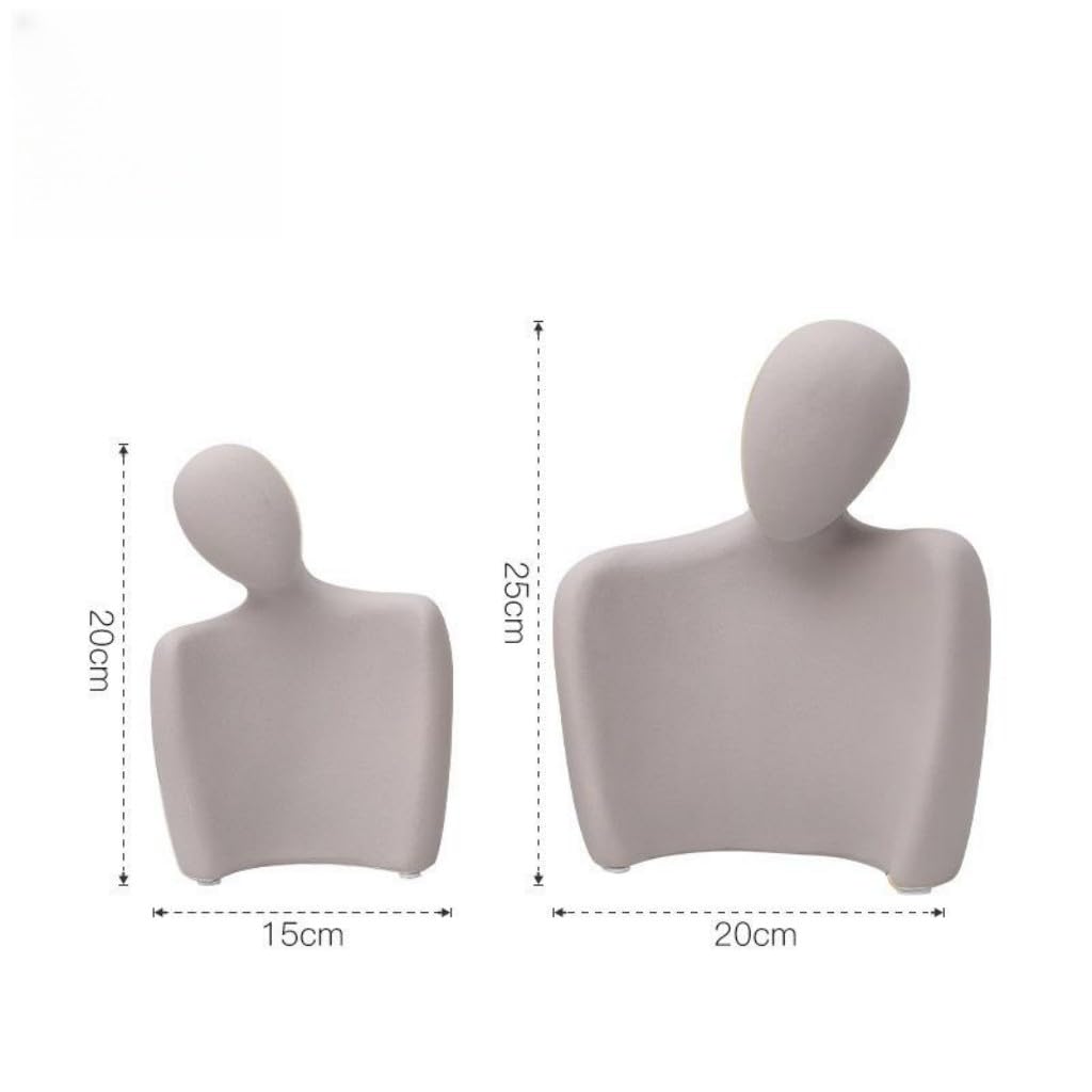Abstrakcyjna figura statuetka, prezenty dla par, ceramiczna rzeźba dla pary, kreatywna statuetka miłości, ozdoba, figurka do salonu, sypialni, biura, dekoracja (szara)