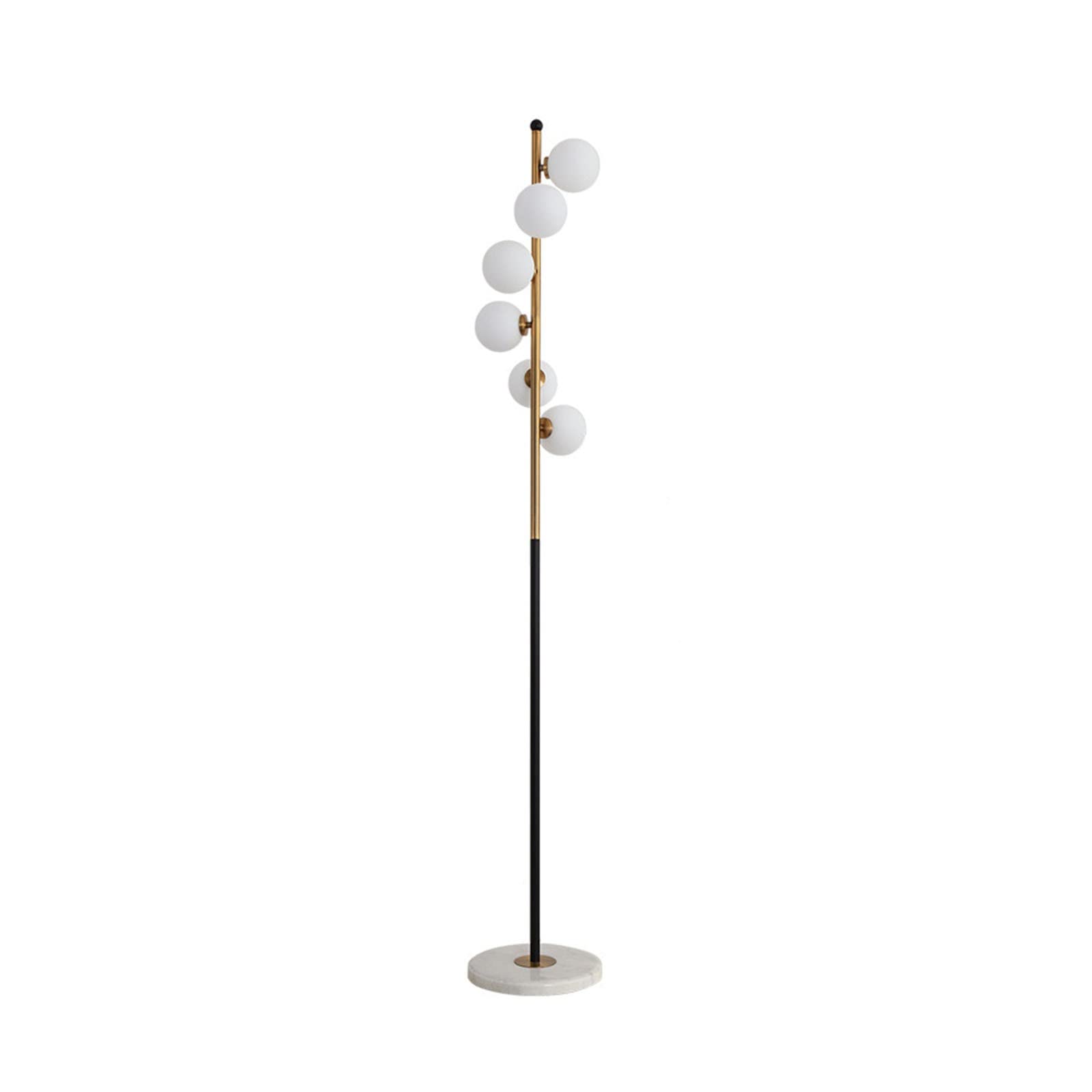 Lampadaire LED 6 têtes avec socle en marbre pour éclairage de salon