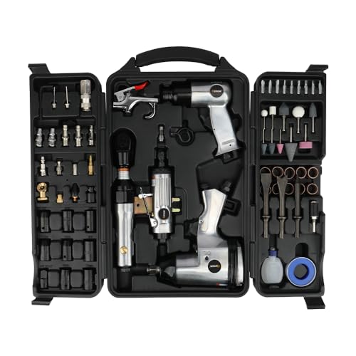 Hoteche 71-Piece Air Tool Kit | 1/2 Single-Hammer Air Impact Wrench (7000RPM) 1/2 Air Ratchet Wrench & Multiple Tools Blow-Molded Case