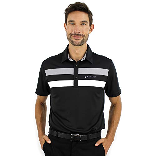 Savalino Men's Bowling Polo Shirts Material Wicks Sweat & Dries Fast (L, Black) #TOP3