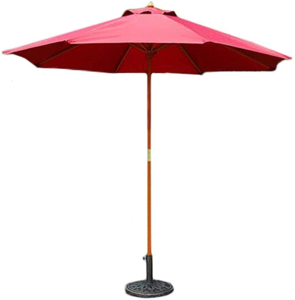 SaryEdge Outdoor Garden Parasols 9ft Outdoor Patio Table Umbrella with Wood Pole, for Market Garden Yard Beach Deck Poolside Cafe Decor Sunshade, Without Base good,Wine Red-A