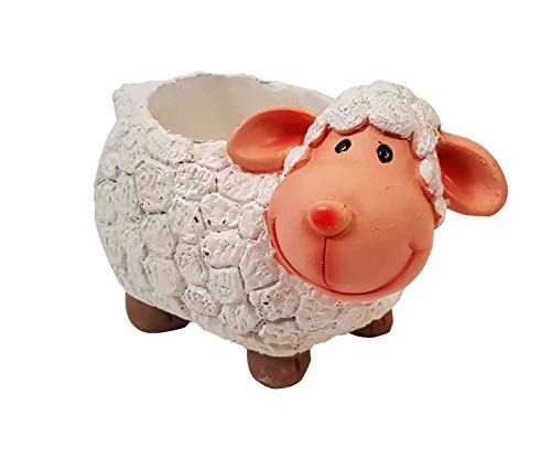 Image of Resin Pots Planter Combo Set of 6 Animals Shape Resin Succulent Pot Succulent Planter Flower Pots Indoor Container for Garden and Office Table (Big Sheep Pot)