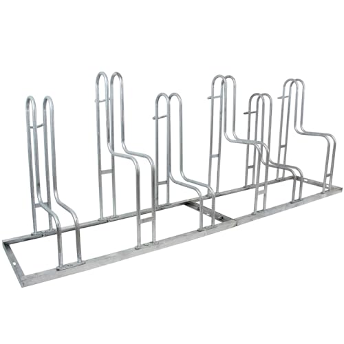 Fahrradständer Reihenparker für 6 Fahrräder Stahl feuerverzinkt Hoch-Tief-Stellung, 210 x 40 cm Stellfläche, Fahrradparker auch für Mountainbike & Ebike