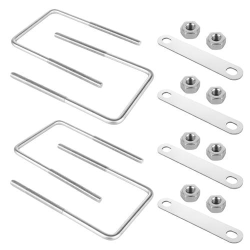 Image of 6 Pack Square U-Bolts 3 /8 inch x 4 inch x 7 inch Inner Width, 304 Stainless Steel U Bolts with Washers & Nuts for Replacement Parts and Accessories for Ski Boat, Fishing Boat or Sailboat Trailer