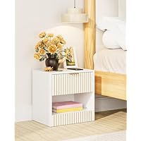 Apetaccat Bedside Table, 39x28x39cm, Wooden Bedside Cabinet with Drawer, Small Bedside Table,Kids Furniture Nightstand for Bedroom,Living Room,Office, White