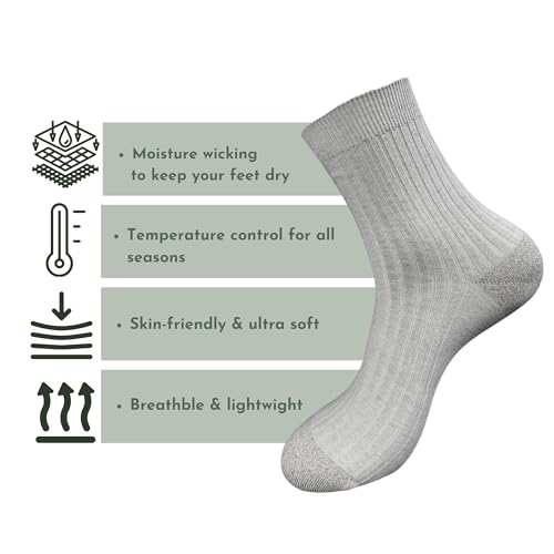 Silver Fiber Crew Socks – Moisture-Wicking, Odor-Resistant, Breathable Fit for Running, Hiking & Work (1 Pair)4