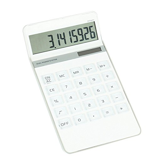 Elegant Design Pure White 10 Digit Dual Powered Standard Function Calculator Desktop Calculator