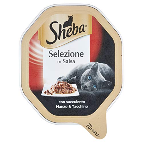 Sheba Auswahl in Sauce, Nassfutter für Katzen mit saftigem Rindfleisch & Truthahn - 22 Schalen à 85 g, insgesamt: 1870 g