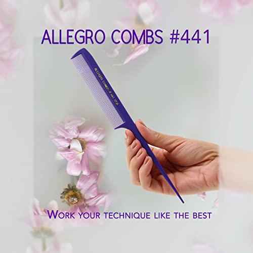 Allegro Combs 441. 8.5 In. Rat Tail Combs Pintail Braiding Or Parting Fine Teeth Rattail Hair Picks Combs Set For Hair Styling Usa. 6 Pc. (Purple) #TOP1