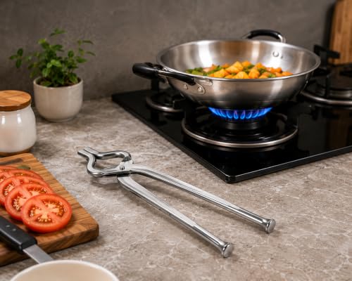 Image of Clazkit Stainless Steel Kitchen Pincer 8mm | Multi-Purpose Food Tong for Cooking, Serving, BBQ, Salad, Bread, Pasta & Ice | Heat Resistant Grip | Heavy Duty Kitchen Tool