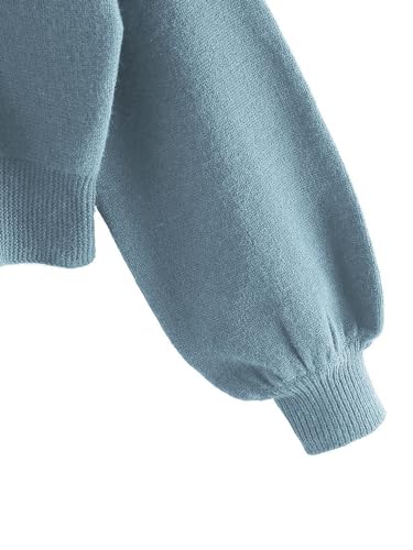 Image of ZAFUL Women's Cropped Sweater V-Neck Long Sleeve Pullover Jumper Knit Top | Crop Length, Ribbed Knit, Double V design, White sweater, Raglan sleeves, lantern sleeve, Fall & Winter, Loose fit, Oversized