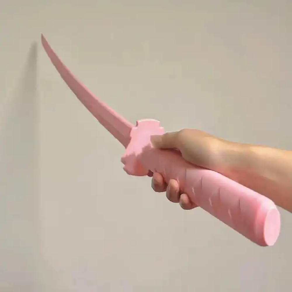 AGAS 3D Fidget Samurai Sword Toy Sensory 3D Printed Gravity Retractable Samurai Sword Model Katana Swords Plastic Toys (Pink Katana Sword) 1