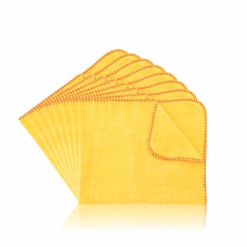 AL KAHF Panno per spolverare giallo in cotone resistente, morbido e multiuso, per spolverare e lucidare vetri, auto, finestre, ufficio, cucina, accessori per la casa, 28 cm x 30 cm (8 pezzi)