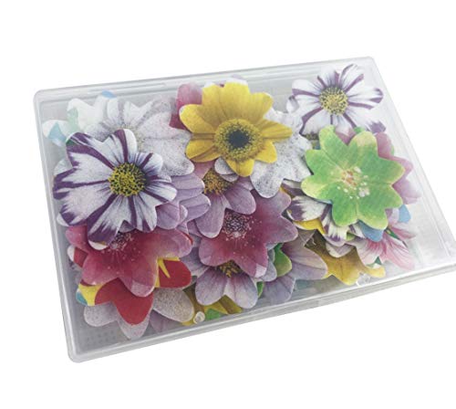 Set Of 48 Edible Mini Flower Cupcake Toppers Wedding Cake Birthday Party Food Decoration Mixed Size & Colour #TOP4