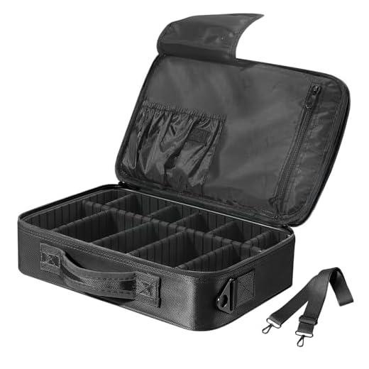 Luxspire Kosmetik Aufbewahrungsbox, Wasserdicht Kosmetikbeutel Reißverschluss Make-up Organizer Verstellbar Mädchen Schultergurt Etui Oxford Aufbewahrungstasche für Damen Maskenbildner - Schwarz