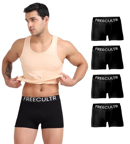 Image of Freecultr Organic Cotton Elastane Stretch Underwear for Men Breathable Comfortable Trunks Innerwear Sweat Absorbing Undergarments with Ultrasoft Waistband
