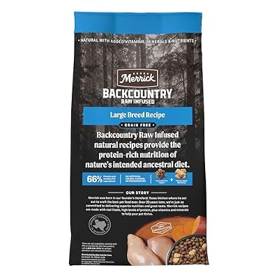 Merrick Backcountry Grain Free Dry Adult Dog Food, Kibble With Freeze Dried Raw Pieces, Large Breed Recipe - 20.0 lb. Bag