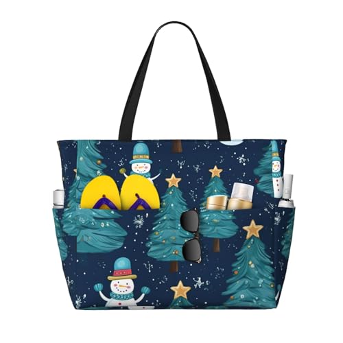 Christmas Snowman Print Large Gym Tote Carry On Bag With Wet Compartment For Travel