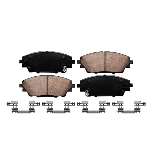 Image of Detroit Axle - Brake Pads for 2014 2015 2016 2017 2018 Mazda 3 Sport, Front and Rear Ceramic Brake Pads with Hardware Replacement