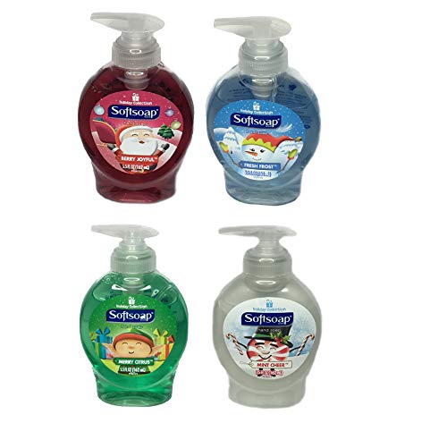 Softsoap Liquid Hand Soap Pump, Holiday Collection 4 Pack Assorted Christmas Fragrances 5.5-FL OZ Each -Berry Joyful, Fresh Frost, Merry Citrus and Mint Cheer