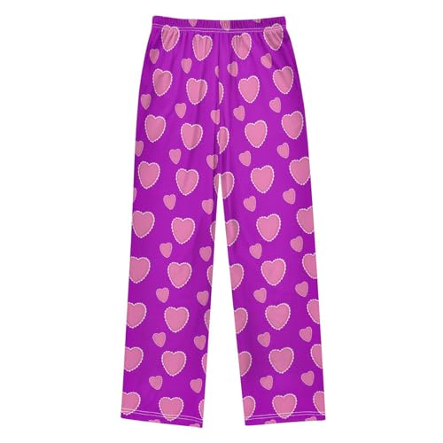 J JOYSAY Lace Heart Purple Pajamas Pants Soft Long Pajama Bottoms Lounge Sleep Pants Size S-XL2