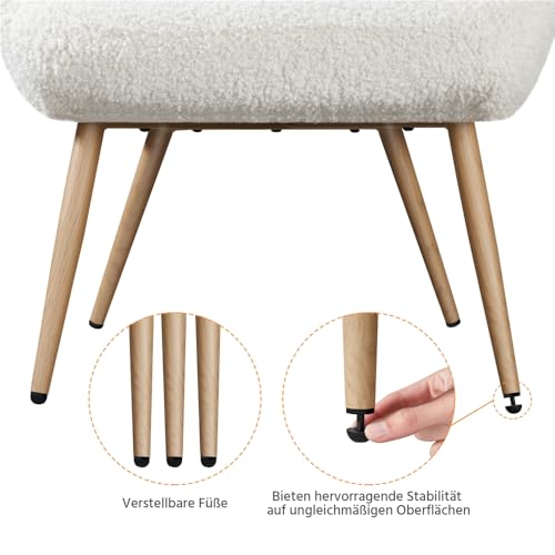 Yaheetech Ohrensessel Modern Sessel Armsessel Lehnsessel Polsterstuhl mit Holzbeine bis 136 kg Belastbar 81 x 73,5 x 98 cm Weiß