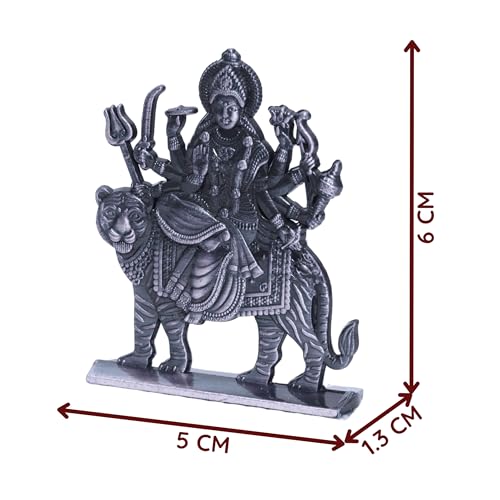 Image of anciently Maa Durga Idol for Dashboard, Metal, 1 Piece (Silver Colour)