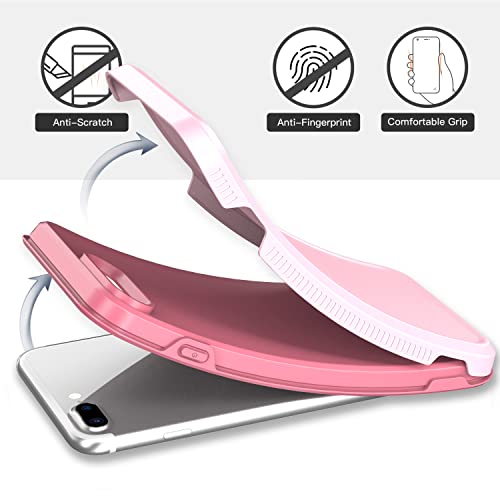 Legfes [5 In 1 Pioneer Designed For Iphone 7/8 Plus Cases - With 2 Pack [Tempered Glass Screen Protector]+2 Pack [Camera Lens Protector] Pink #TOP4