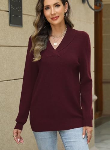 Image of JOCAFIYE Sweaters for Women Casual Long Sleeve V Neck Lightweight Hollow Out Pullover Sweater Tops