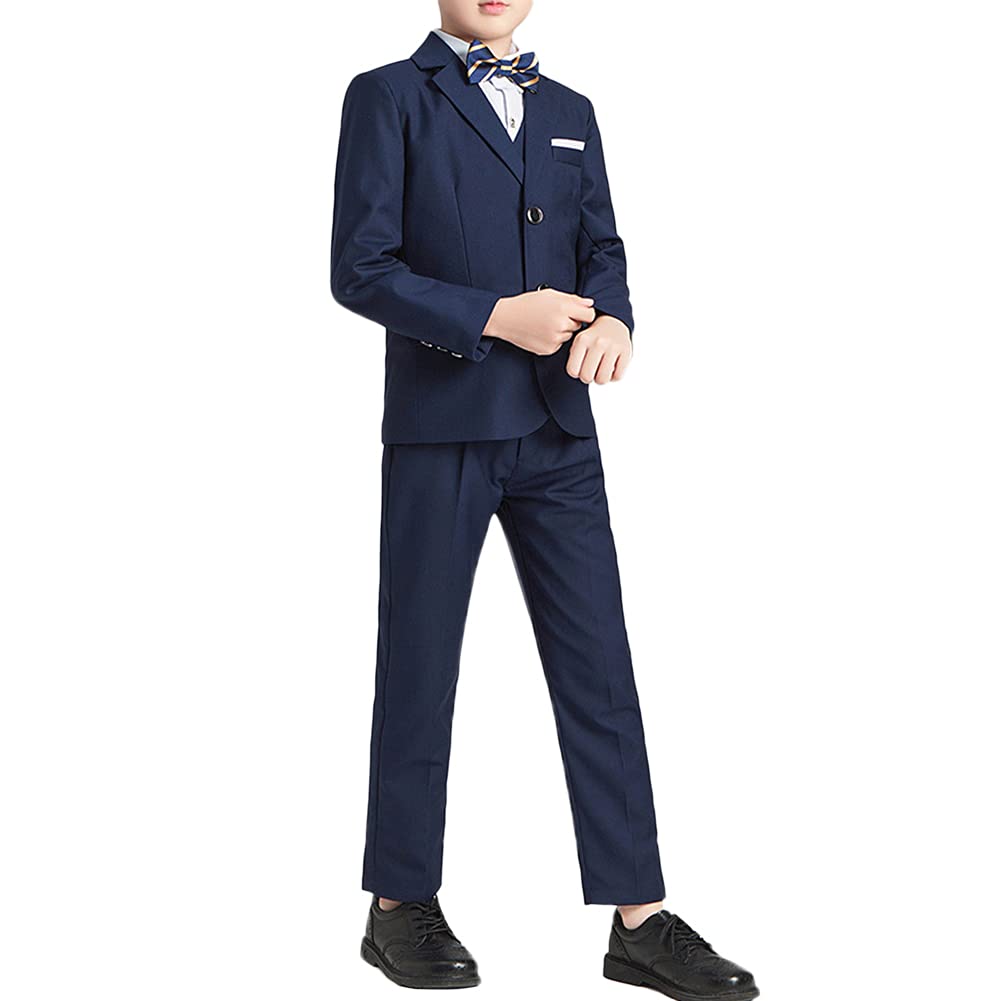 HONGBI Conjunto de Esmoquin Ajustado para Bebés Niños,Traje Formal de Boda,Traje de Ceremonia,Conjunto de Trajes de Chaleco Chaqueta para Bautizo Comunión 2-12 Años Chicos Graduación Trajes