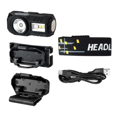 Spizummp Linterna frontal recargable | Faros delanteros con sensor portátil | Linterna frontal con sensor ergonómico ajustable para montañismo, mochileros, correr por la noche, senderismo