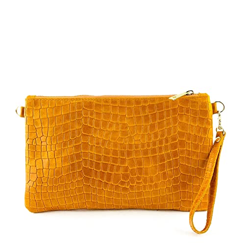 Sac messenger en cuir orange avec rabat patchwork de la marque BE MY BAG une idée cadeau unique