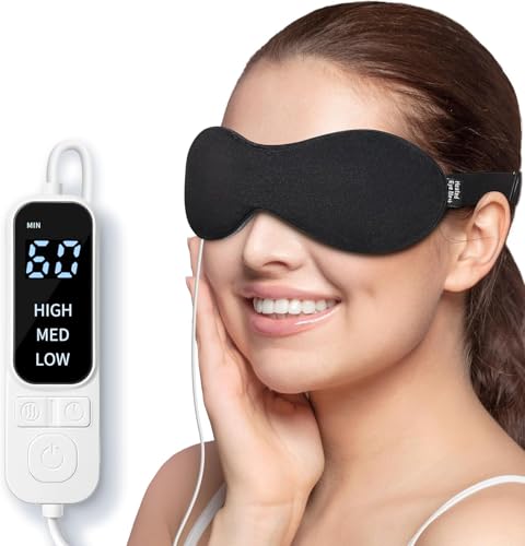 SELLASTIC Premium Heated Eye Mask for Dry Eyes,Sinus,Migraine,Sleeping | USB Heating Wired Eye Care Mask with 3 Temperature & 4 Time Control,Sleep Mask Stress Relief Relax Eye Strain,Puffy,Warm Compress for Eyes