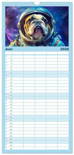 Familienplaner 2026 - Hunde im Weltall mit 5 Spalten (Wandkalender, 21 cm x 45 cm), CALVENDO: Hunde im All: Eine kosmische Reise der Niedlichkeit. (CALVENDO Wissenschaft)